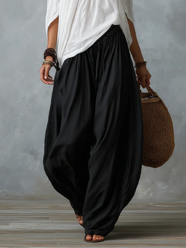 White Off-the-shoulder Top And Loose-fitting Lantern Pants Set | The Bellemont Sisters Australia