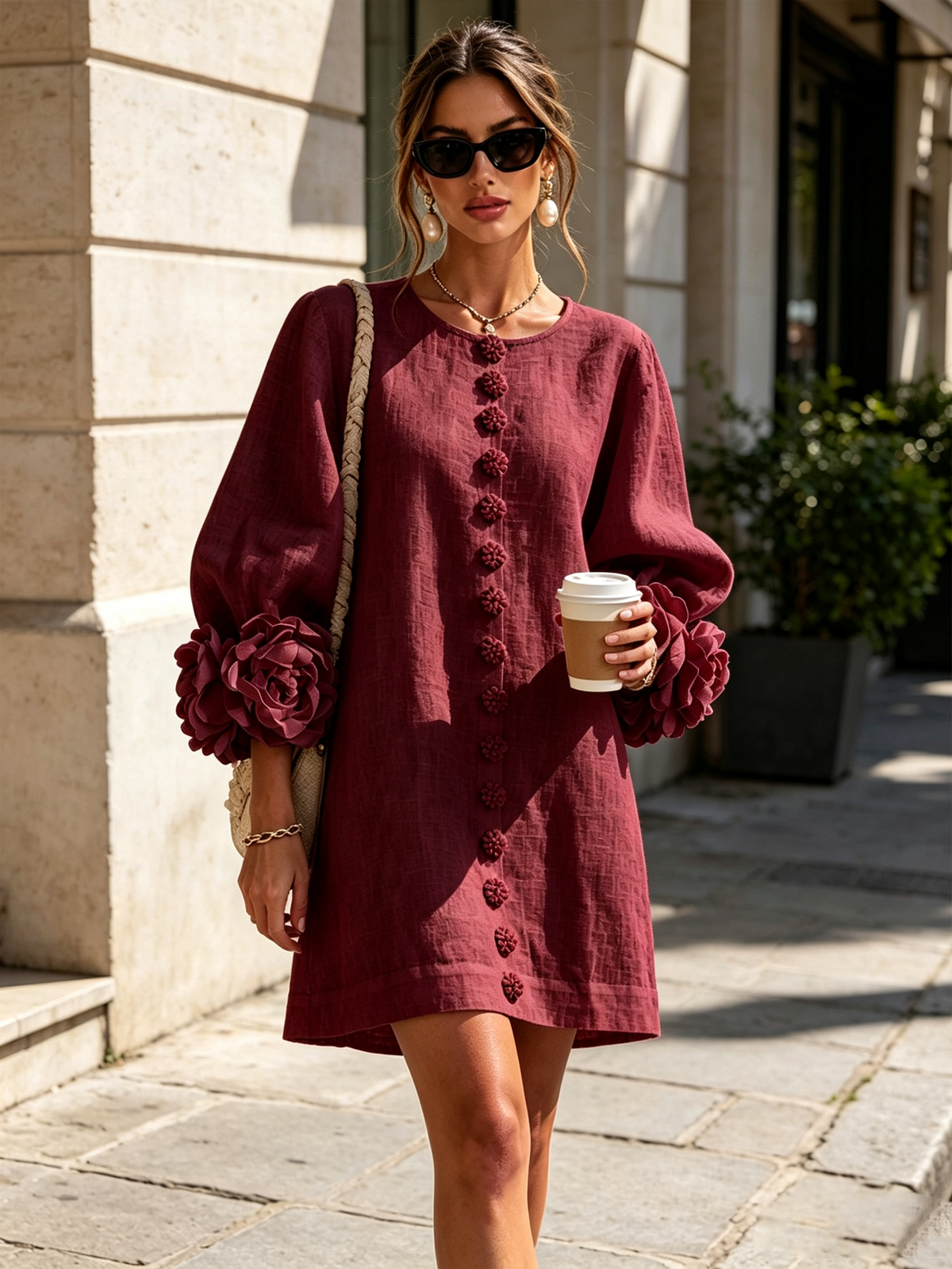 Floral Button-down Mini Dress With Striking Floral Cuffs | The Bellemont Sisters Australia