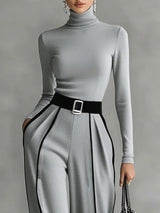 Solana - Long Sleeve Turtleneck and Wide Leg Pants Set with Belt | The Bellemont Sisters Australia
