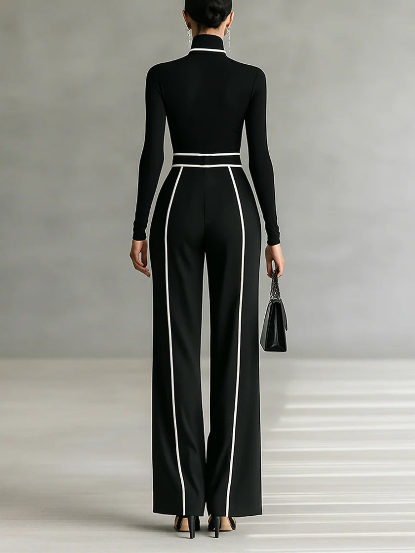 Solana - Long Sleeve Turtleneck and Wide Leg Pants Set with Belt | The Bellemont Sisters Australia