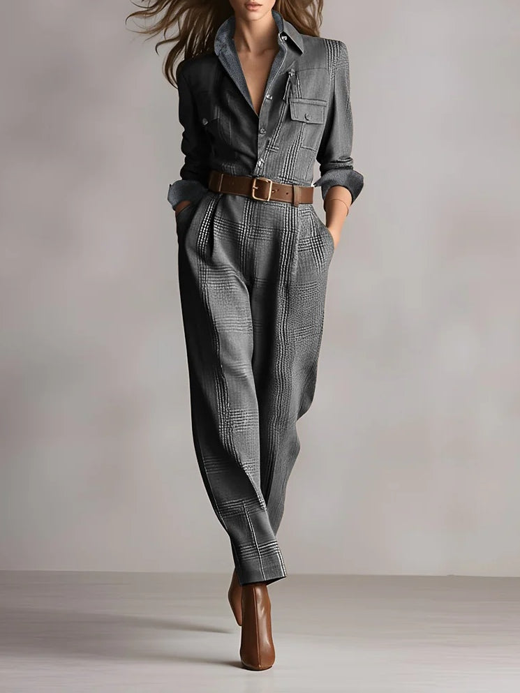 Mirabelle | Women's Tweed Jumpsuit – Gray | The Bellemont Sisters Australia