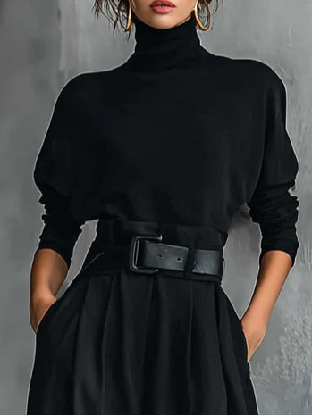 Lisa™ | Black 2-Piece Set with Belt | The Bellemont Sisters Australia