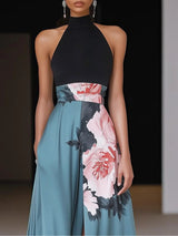 Dakota | Women’s Chic Slit Floral Classic Crew Neck Sleeveless A-Line Maxi Dress | The Bellemont Sisters Australia