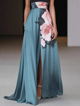 Dakota | Women’s Chic Slit Floral Classic Crew Neck Sleeveless A-Line Maxi Dress | The Bellemont Sisters Australia