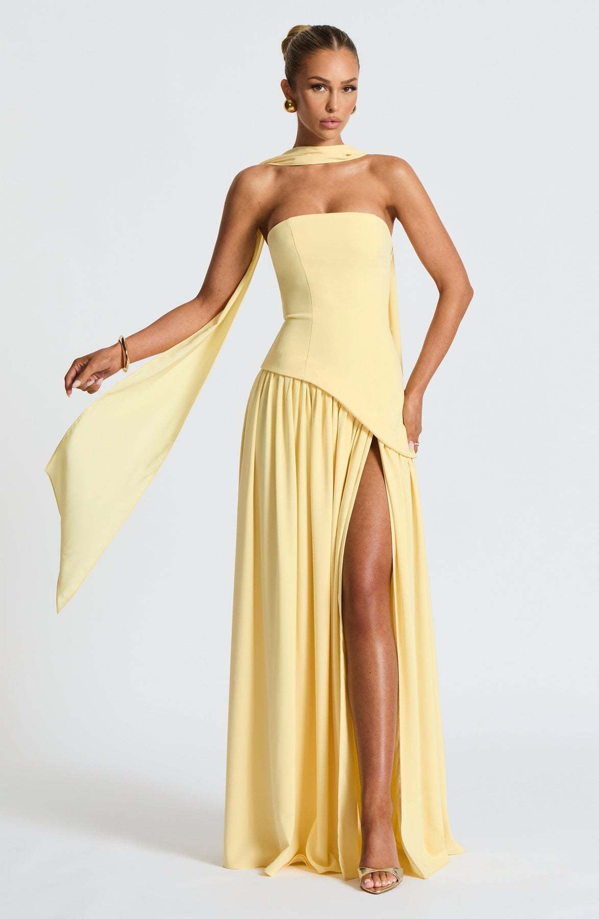 Valentina - Backless Split Dress – Yellow | The Bellemont Sisters Australia