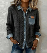 Arielle™ Patchwork Knit Top – Dark Gray | The Bellemont Sisters Australia