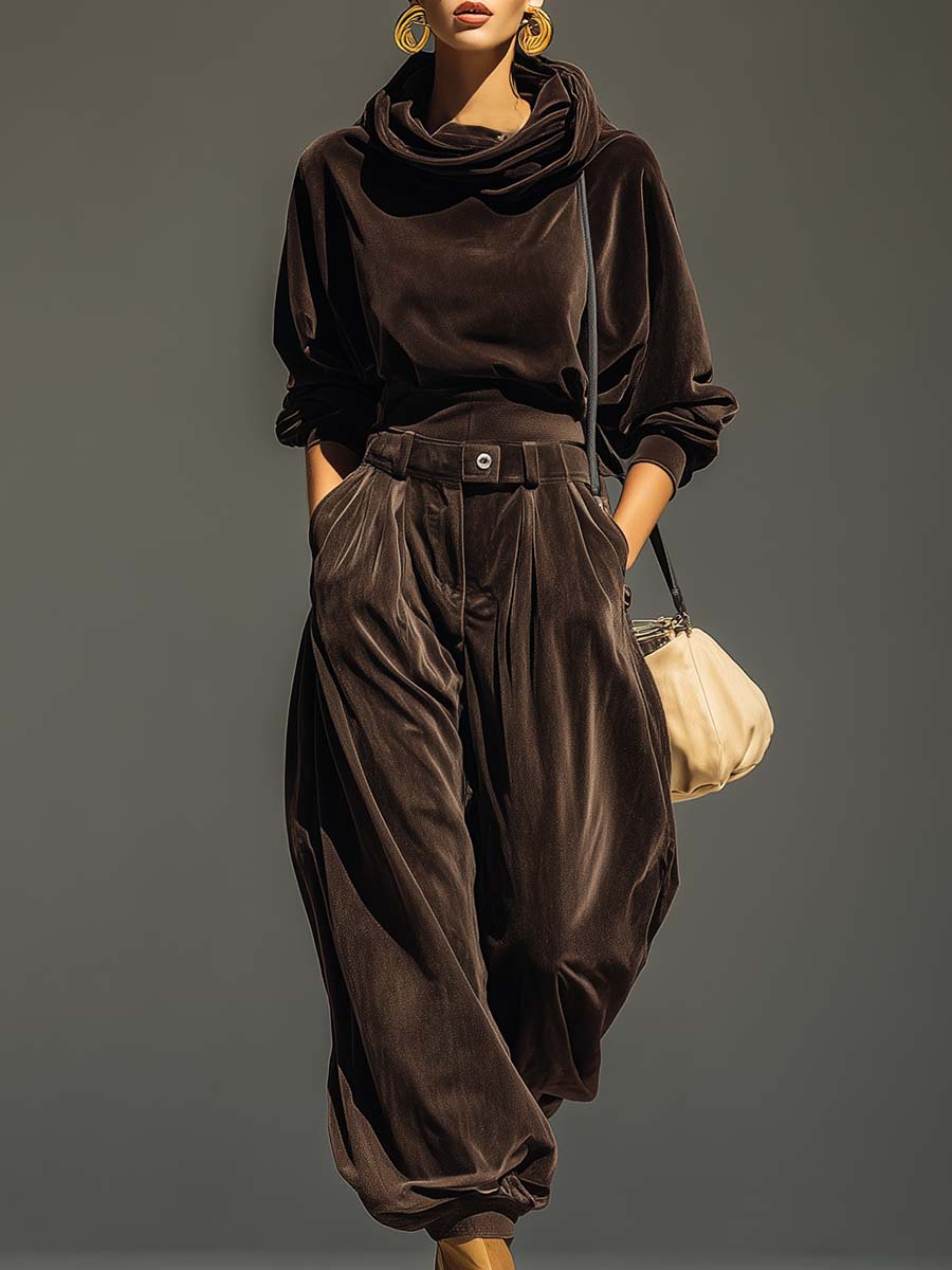 Scarlett | Loose Velour Set – Brown | The Bellemont Sisters Australia