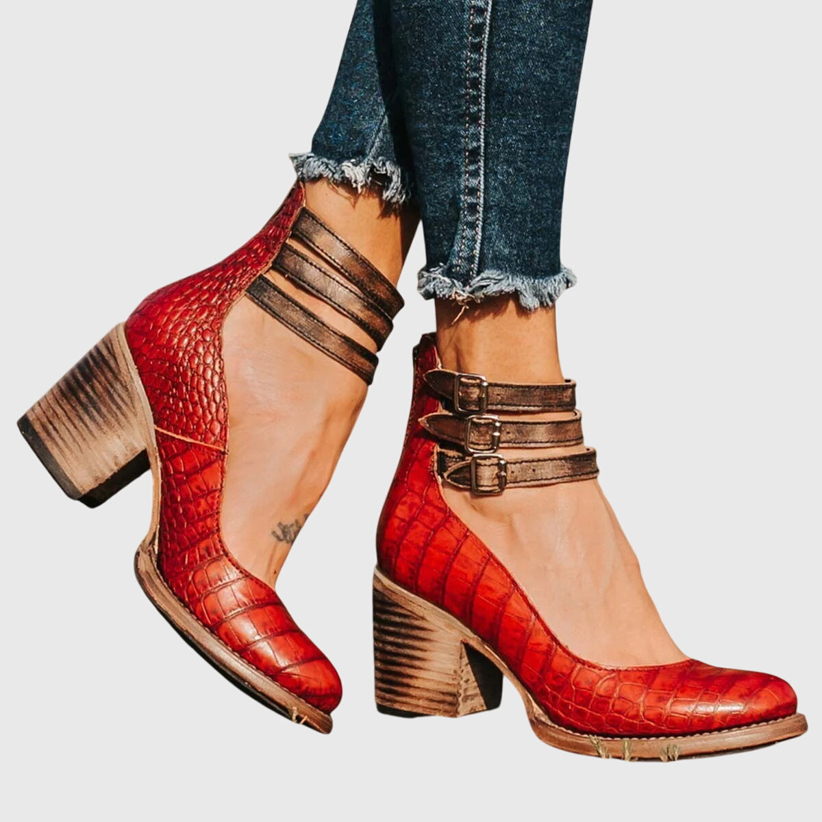 Nina | Elegant And Comfortable Sandals – Red snake | The Bellemont Sisters Australia