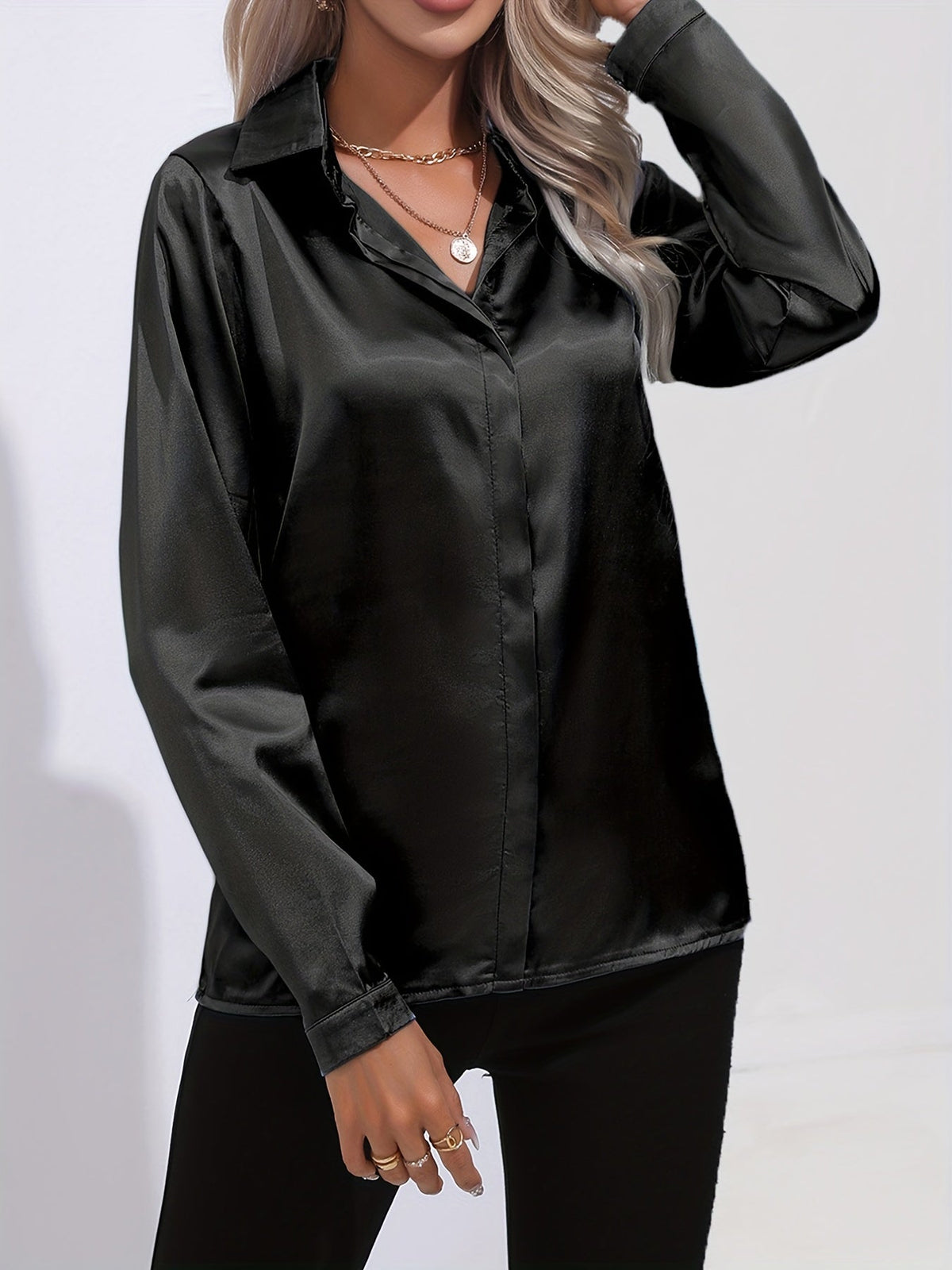 Sarah | Women’s Button Down Long Sleeve Satin Blouses | The Bellemont Sisters Australia