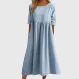 Haisley | Elegant Short-Sleeved Dress – Light Blue | The Bellemont Sisters Australia