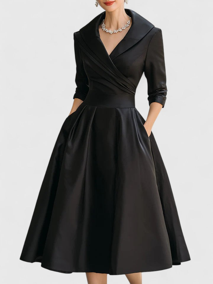Yan | Elegant Midi Dress – Black | The Bellemont Sisters Australia