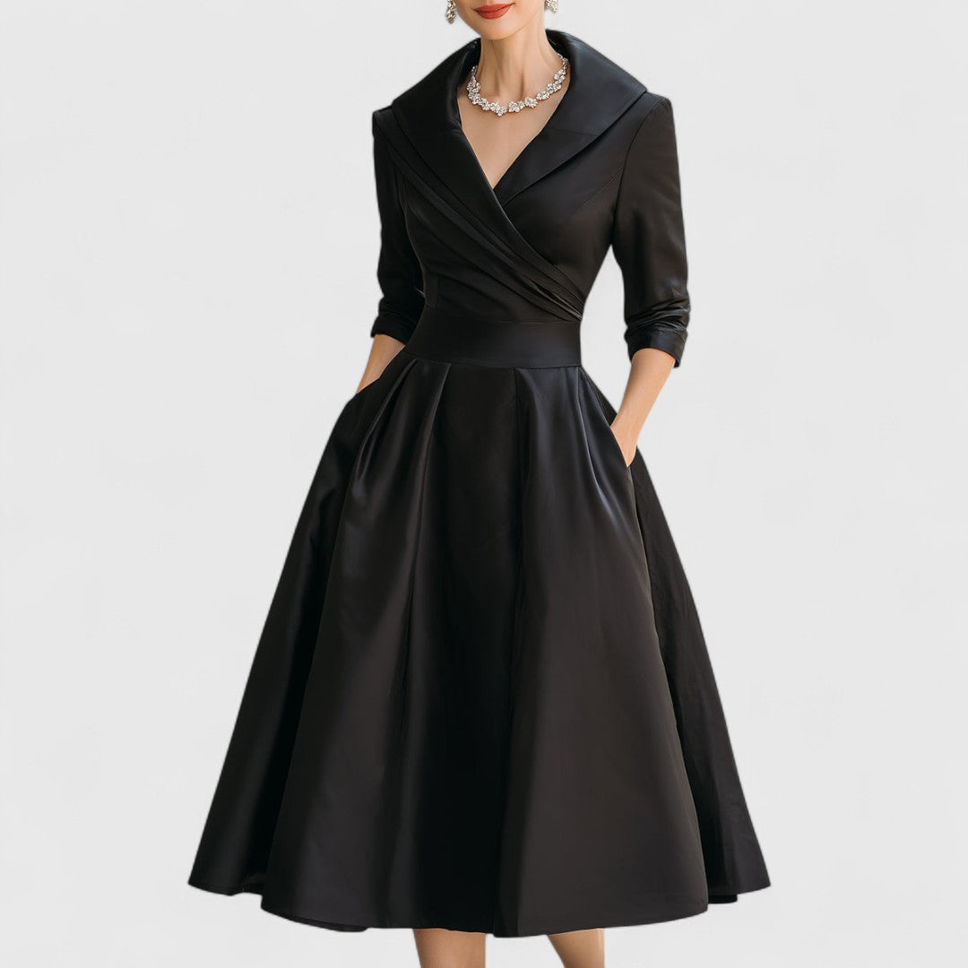 Marley Quinn | Elegant Midi Dress – Black | The Bellemont Sisters Australia