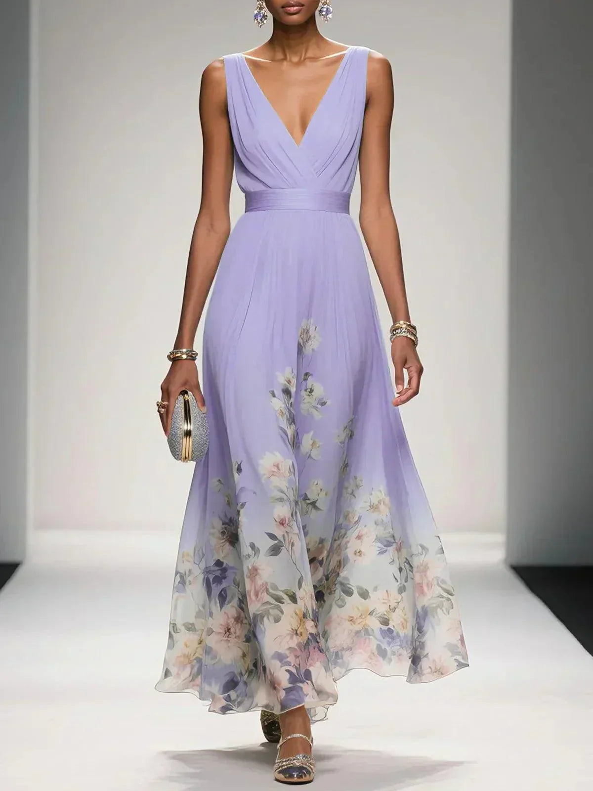 Isabella | Women's Floral Print Wedding Guest Dress – Purple | The Bellemont Sisters Australia