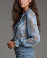 Demi | Zip Ruffled Retro Blouse | The Bellemont Sisters Australia