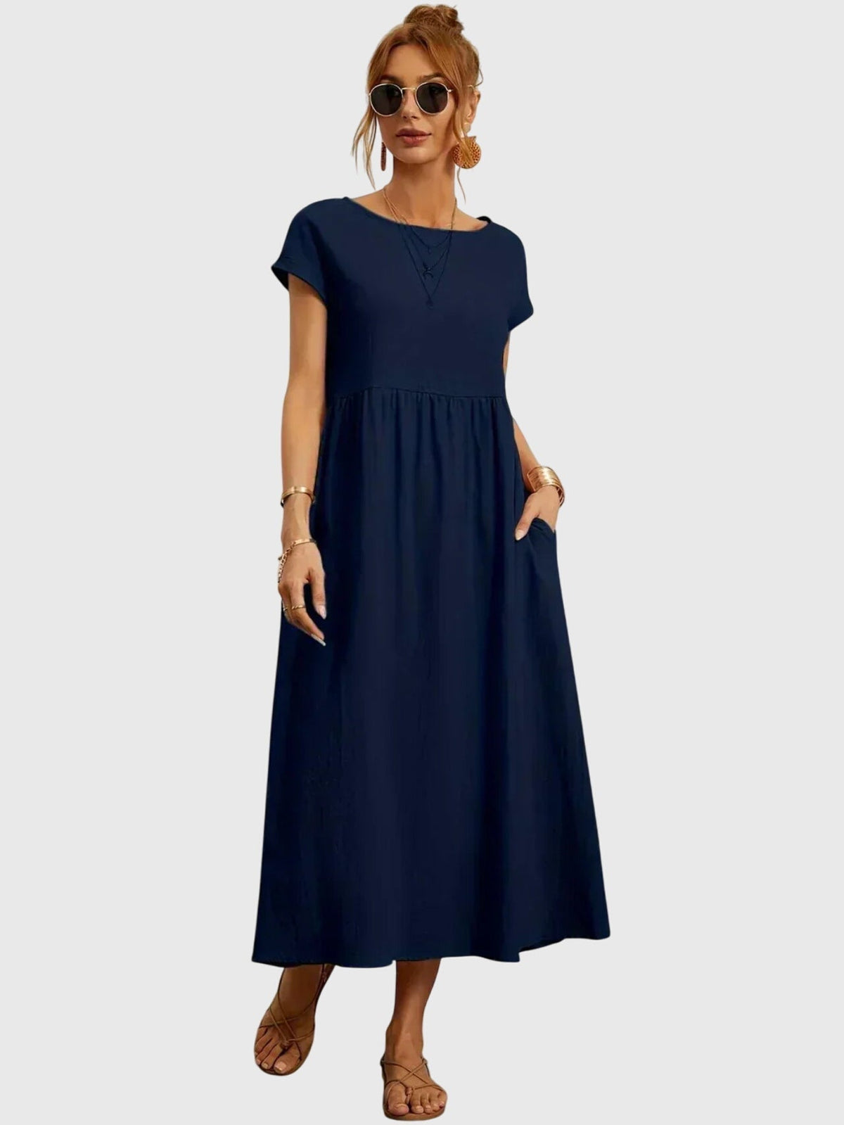 Giselle - Casual Pocket Dress – Navy blue | The Bellemont Sisters Australia