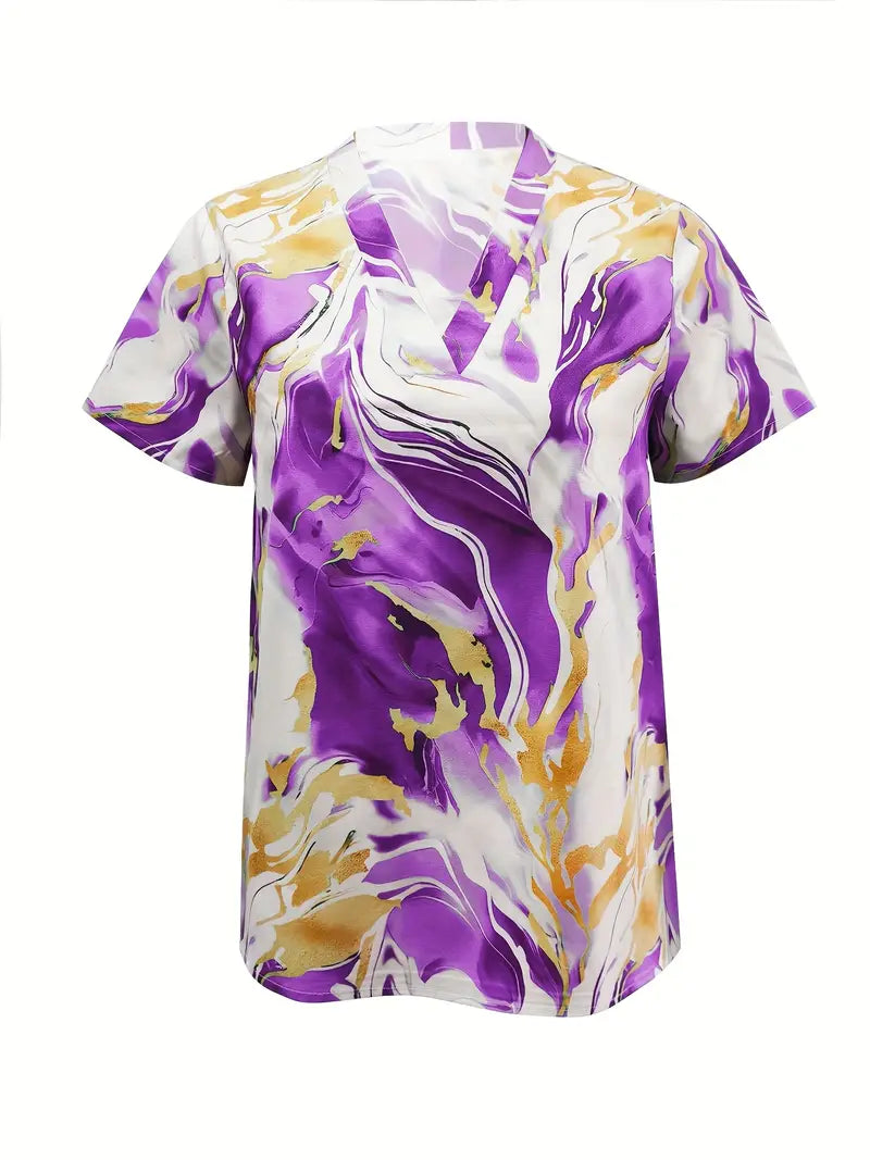 Mildred™ Marble Print Short Sleeve Shirt | The Bellemont Sisters Australia