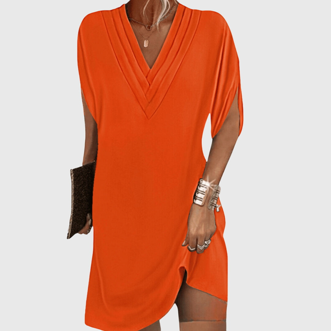 Anita | Elegant Tummy-Hiding Dress – Orange | The Bellemont Sisters Australia