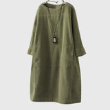 Grace | Relaxed Corduroy Midi Dress – Army Green | The Bellemont Sisters Australia