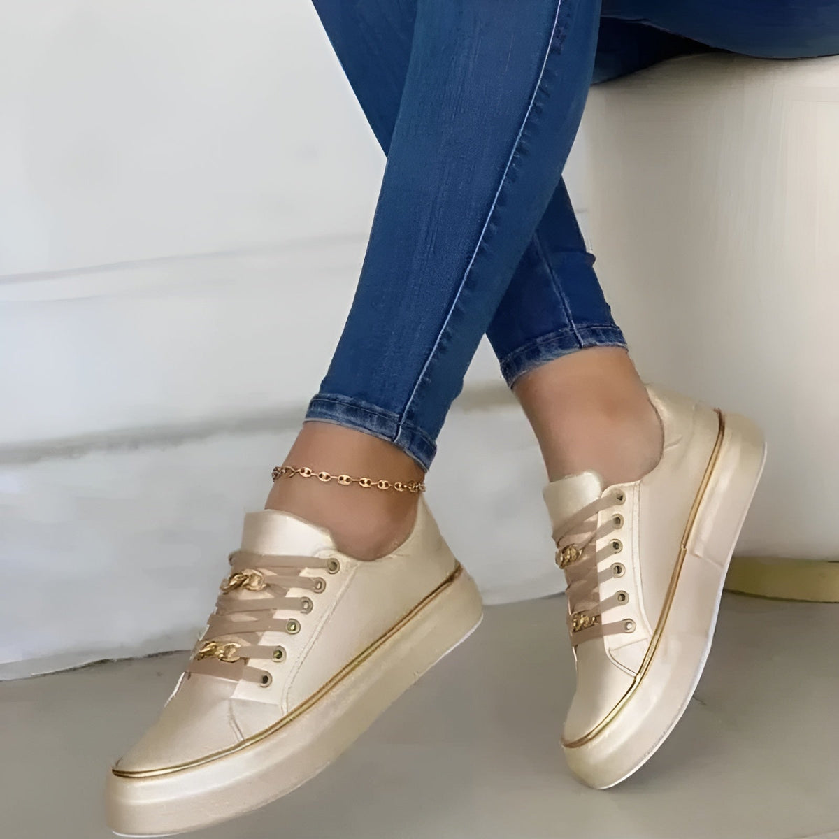 Alexya | StyliSh Orthopedic Women’s Sneakers – Gold | The Bellemont Sisters Australia