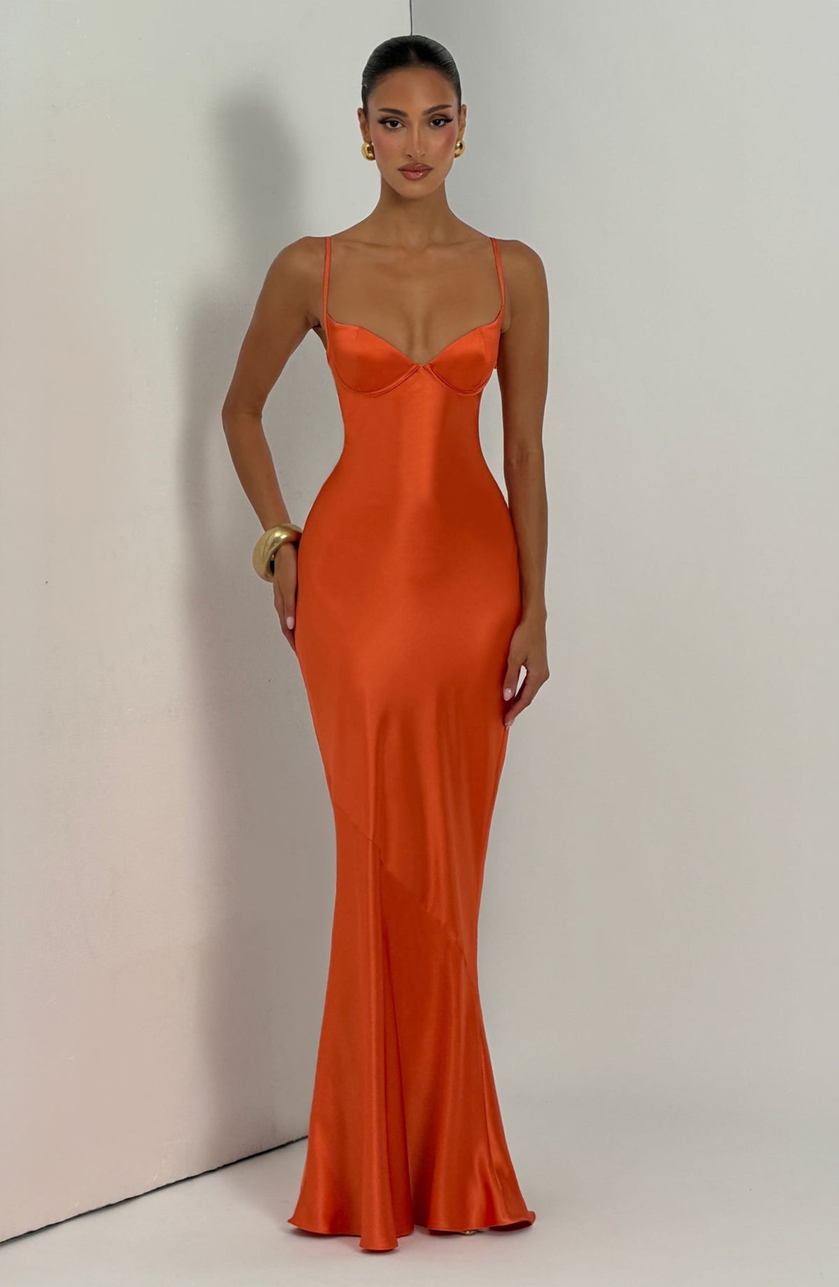 Fiona | Women's Evening Satin Cupped Maxi Dress | The Bellemont Sisters Australia