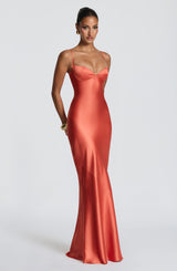 Fiona | Women's Evening Satin Cupped Maxi Dress | The Bellemont Sisters Australia