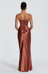 Fiona | Women's Evening Satin Cupped Maxi Dress | The Bellemont Sisters Australia
