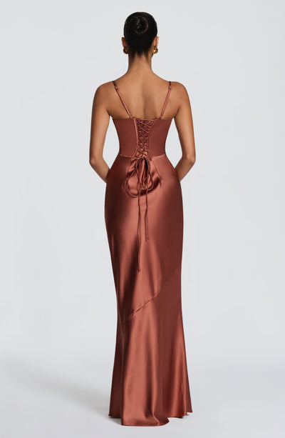 Fiona | Women's Evening Satin Cupped Maxi Dress | The Bellemont Sisters Australia
