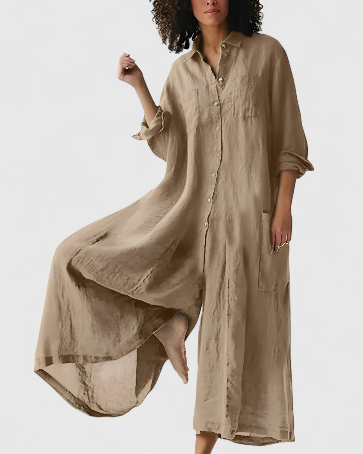 Ellison | Exquisite Jumpsuitdress – Khaki | The Bellemont Sisters Australia
