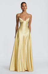 Elara | Women's Evening Satin Cupped Maxi Dress | The Bellemont Sisters Australia
