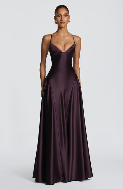 Elara | Women's Evening Satin Cupped Maxi Dress | The Bellemont Sisters Australia