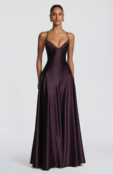 Elara | Women's Evening Satin Cupped Maxi Dress | The Bellemont Sisters Australia
