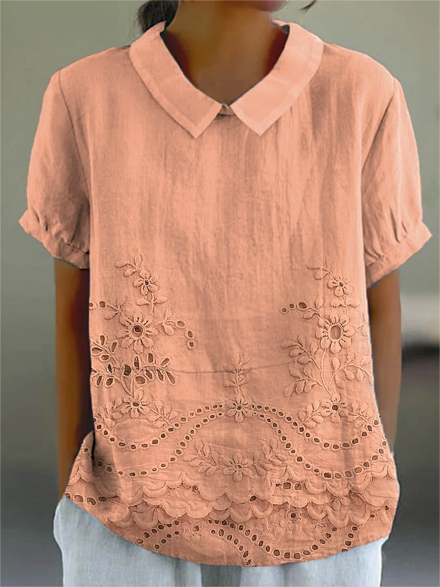 Lily | Floral Embroidered Shirt – Orange | The Bellemont Sisters Australia