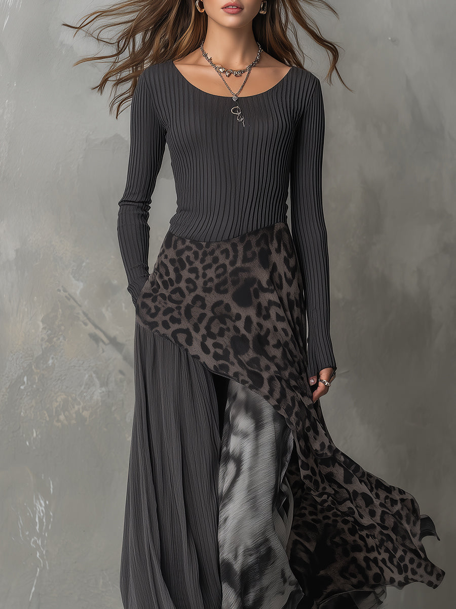 Martina - Long bohemian-style dress with leopard print | The Bellemont Sisters Australia