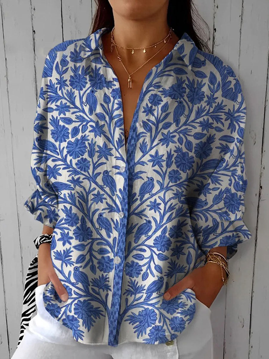 Vivienne – Blue Floral Blouse | The Bellemont Sisters Australia