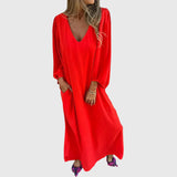 Carol - Long Boho Dress With Pockets – Red | The Bellemont Sisters Australia