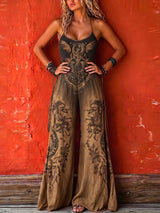 Bohemian-style Strappy Stretchy Jumpsuit – Khaki | The Bellemont Sisters Australia
