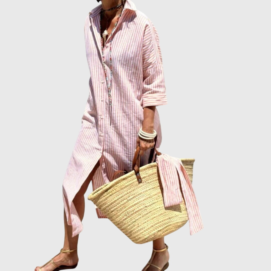 Ellen | Classic Striped Dress – Pink | The Bellemont Sisters Australia