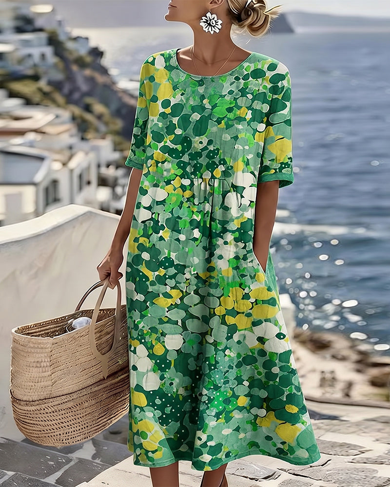 ELENA™ - ELEGANT FLORAL SUMMER MIDI DRESS – Green | The Bellemont Sisters Australia