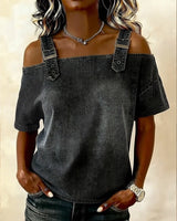 Patricia | Off-Shoulder Denim Shirt | The Bellemont Sisters Australia