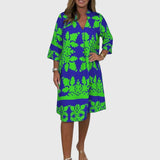 Daisy | Elegant Spring Dress – Green/Navy Blue | The Bellemont Sisters Australia