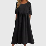Haisley | Elegant Short-Sleeved Dress – Black | The Bellemont Sisters Australia