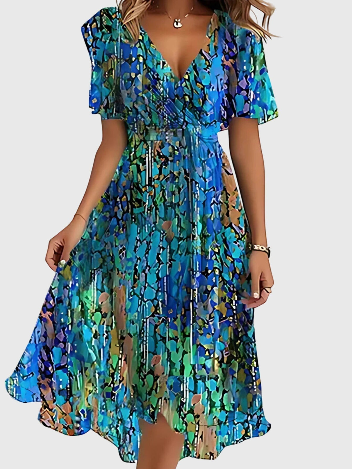 Matilda | Summer Dress With Belly Cover – Blue | The Bellemont Sisters Australia