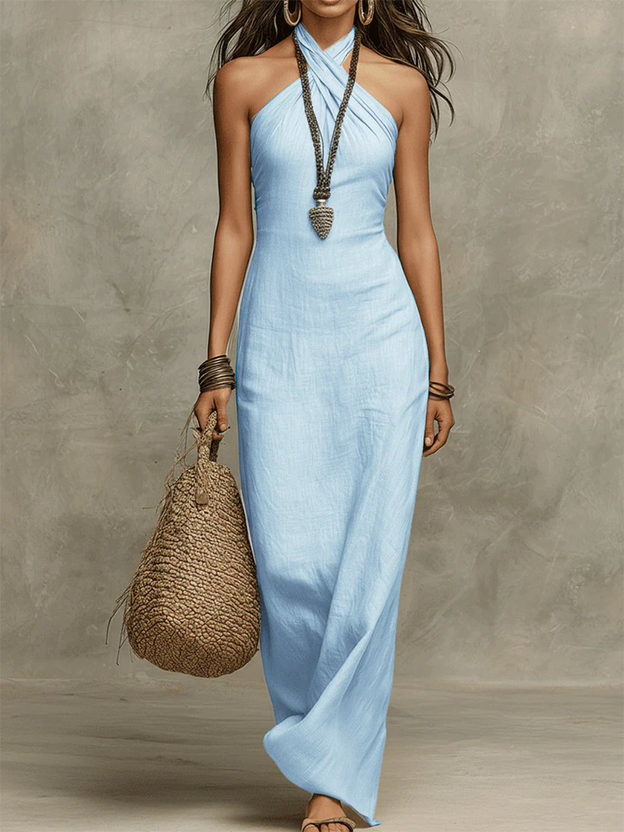 Elena | Vintage Elegant Maxi Dress – Light Blue | The Bellemont Sisters Australia