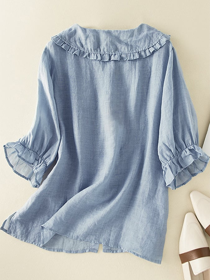 Kayla | Women Loose Fit Ruffle Collar Shirt | The Bellemont Sisters Australia