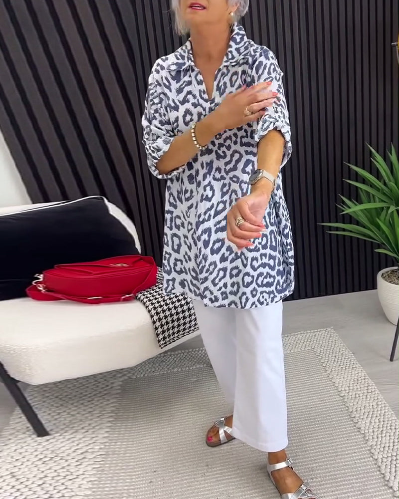 Isobel™ Elegant Leopard Printed Collar Blouse | The Bellemont Sisters Australia