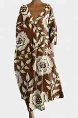 Isalinde | Comfortable V-Neck Dress – Brown | The Bellemont Sisters Australia