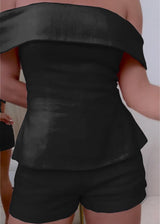 White Cotton and Linen Two-piece Suit – Black | The Bellemont Sisters Australia