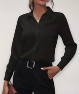 Charlotte | Women’s Spring Buttoned Office Blouse – Black | The Bellemont Sisters Australia