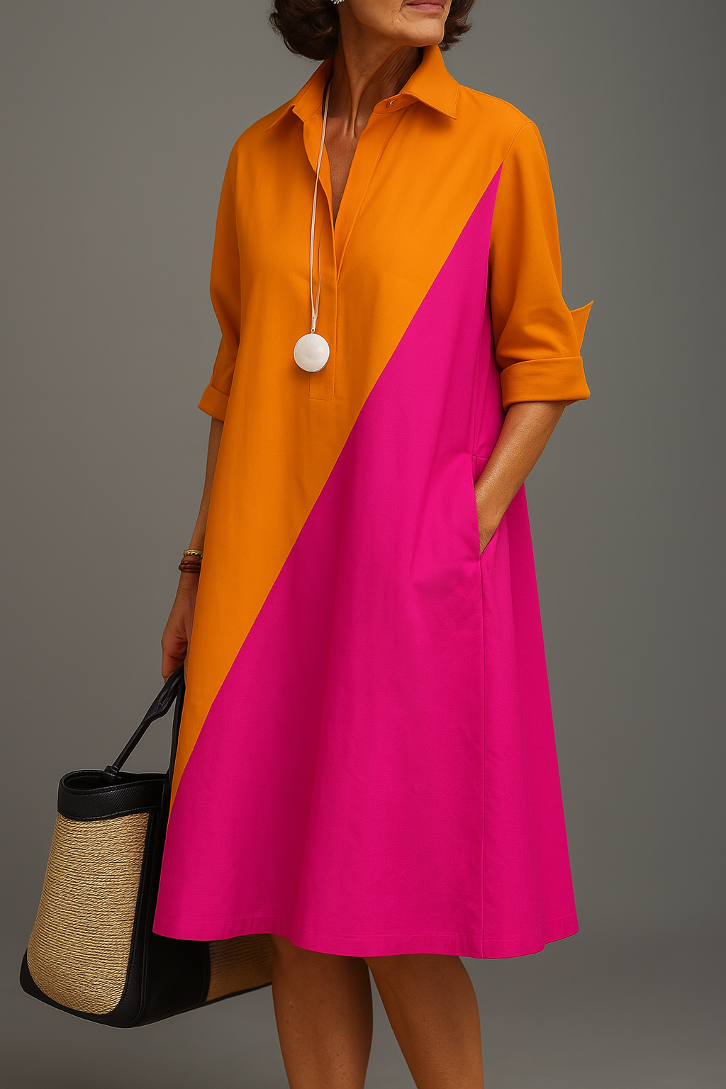 Marley | Comfortable Midi Dress – Orange Pink | The Bellemont Sisters Australia