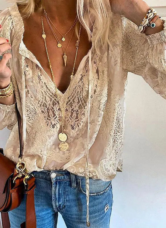 Maria | Women Elegant Boho V Neck Blouse | The Bellemont Sisters Australia